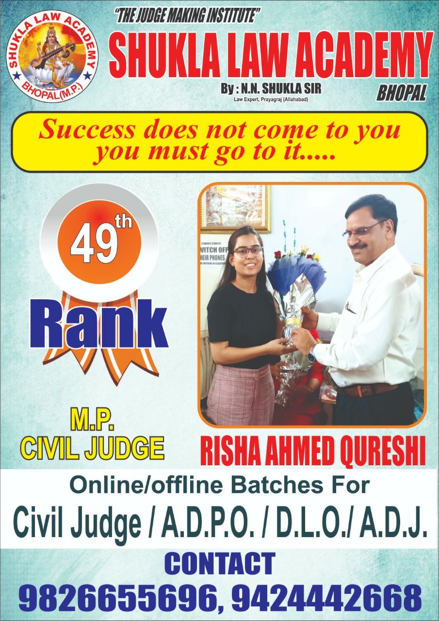 RISHA AHMED QURESHI CIVIL JUGDE TOPPER WITH SHUKLA SIR